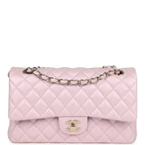 Chanel Medium Classic Double Flap Bag Pink Iridescent Lambskin Light Gold Hardware