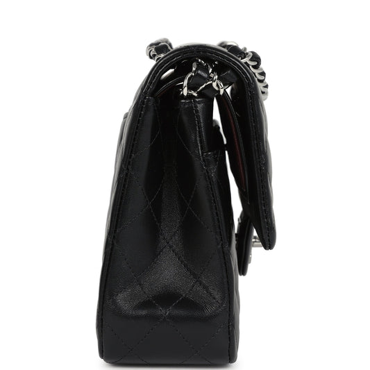 Chanel Medium Classic Double Flap Bag Black Lambskin Silver Hardware