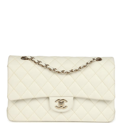 Chanel Medium Classic Double Flap White Caviar Light Gold Hardware