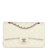 Chanel Medium Classic Double Flap White Caviar Light Gold Hardware