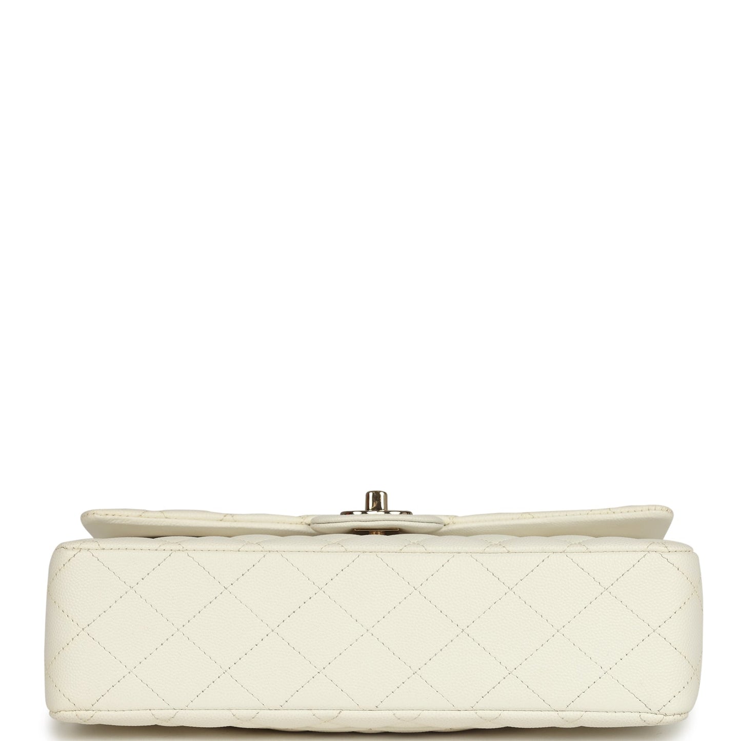 Chanel Medium Classic Double Flap White Caviar Light Gold Hardware
