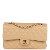 Chanel Medium Classic Double Flap Beige Caviar Gold Hardware
