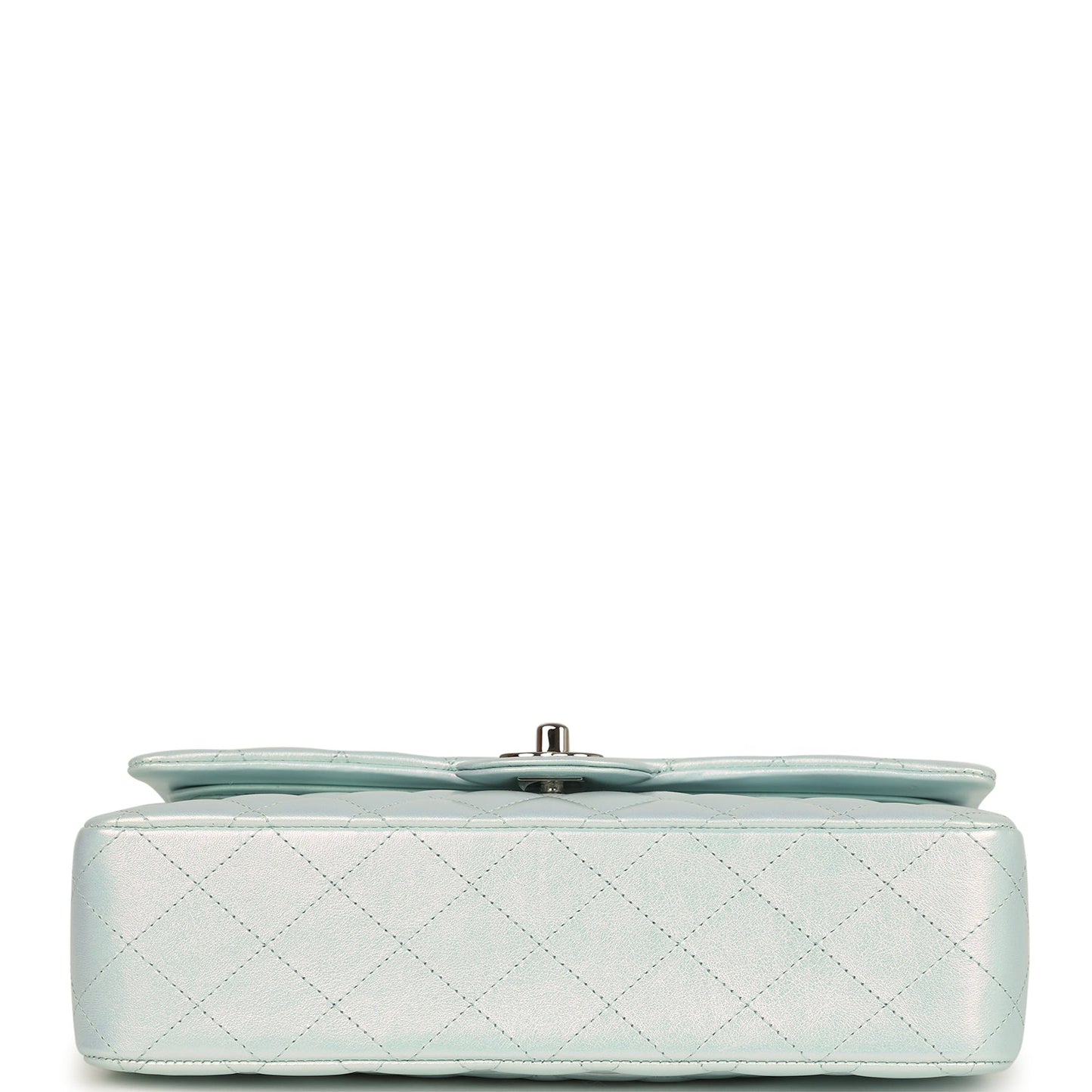 Chanel Medium Classic Double Flap Bag Light Blue Iridescent Calfskin Silver Hardware
