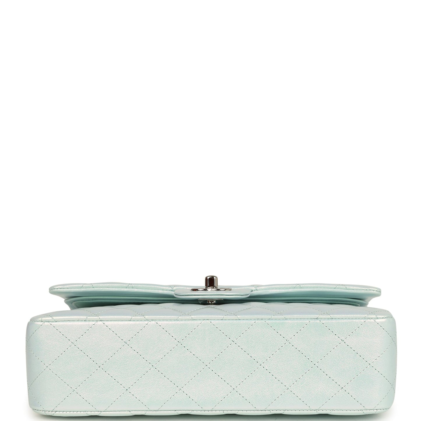 Chanel Medium Classic Double Flap Bag Light Blue Iridescent Calfskin Silver Hardware