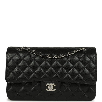 Chanel Medium Classic Double Flap Black Caviar Silver Hardware