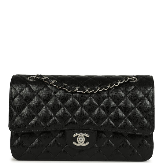 Chanel Medium Classic Double Flap Black Caviar Silver Hardware