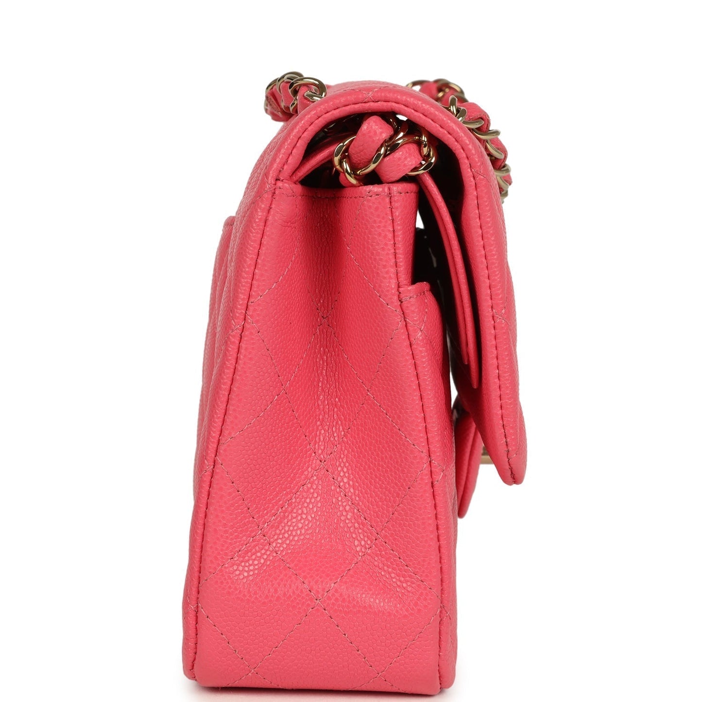 Chanel Medium Classic Double Flap Bag Dark Pink Shiny Caviar Gold Hardware