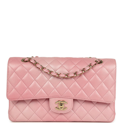 Chanel Medium Classic Double Flap Bag Pink Iridescent Ombre Goatskin Light Gold Hardware