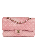 Chanel Medium Classic Double Flap Bag Pink Iridescent Ombre Goatskin Light Gold Hardware