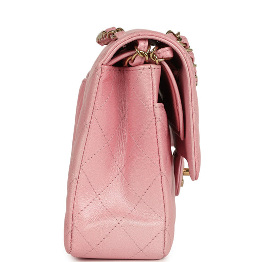 Chanel Medium Classic Double Flap Bag Pink Iridescent Ombre Goatskin Light Gold Hardware