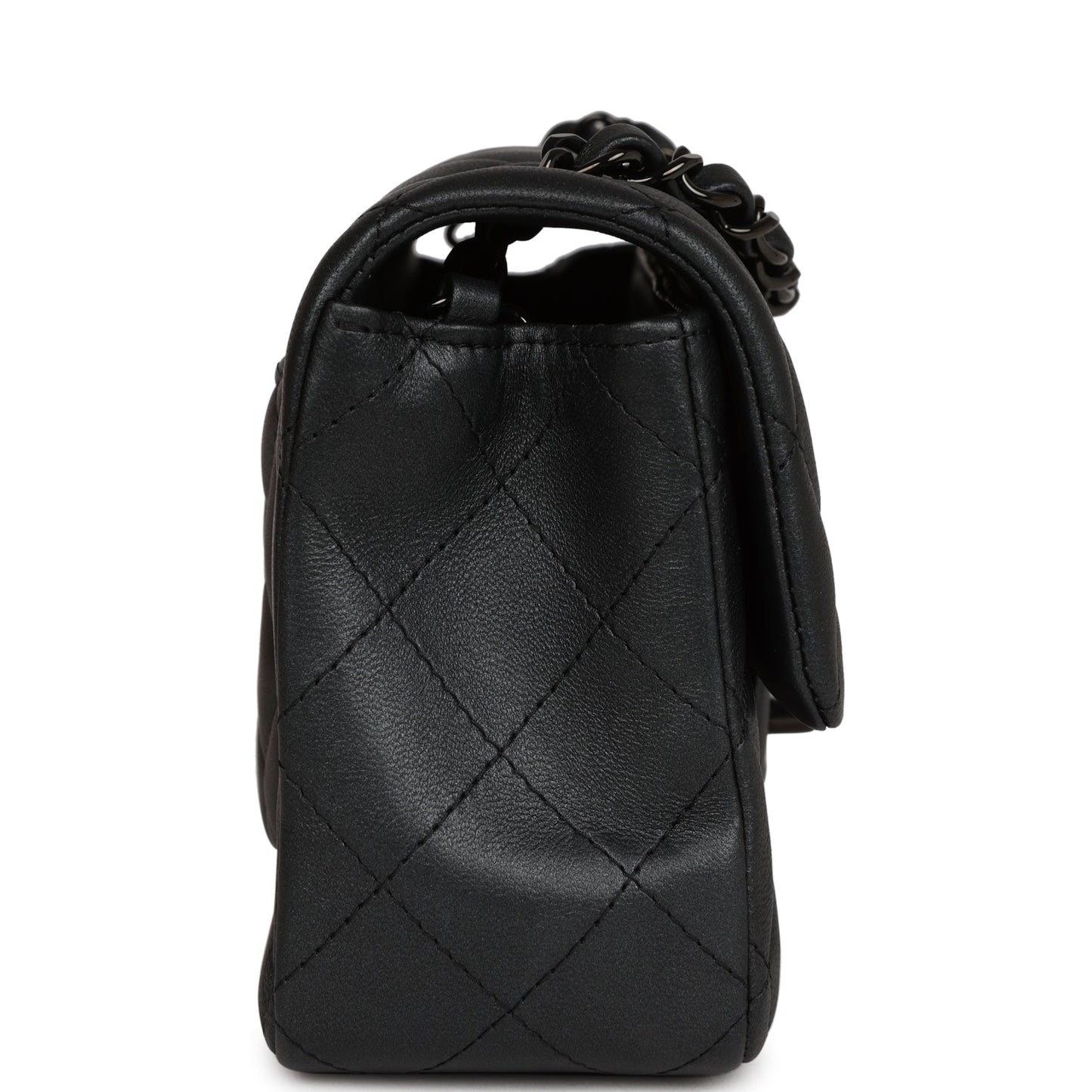 Chanel Mini Rectangular Flap So Black Iridescent Lambskin Black Hardware