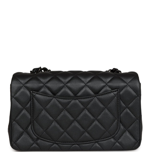 Chanel Mini Rectangular Flap So Black Iridescent Lambskin Black Hardware