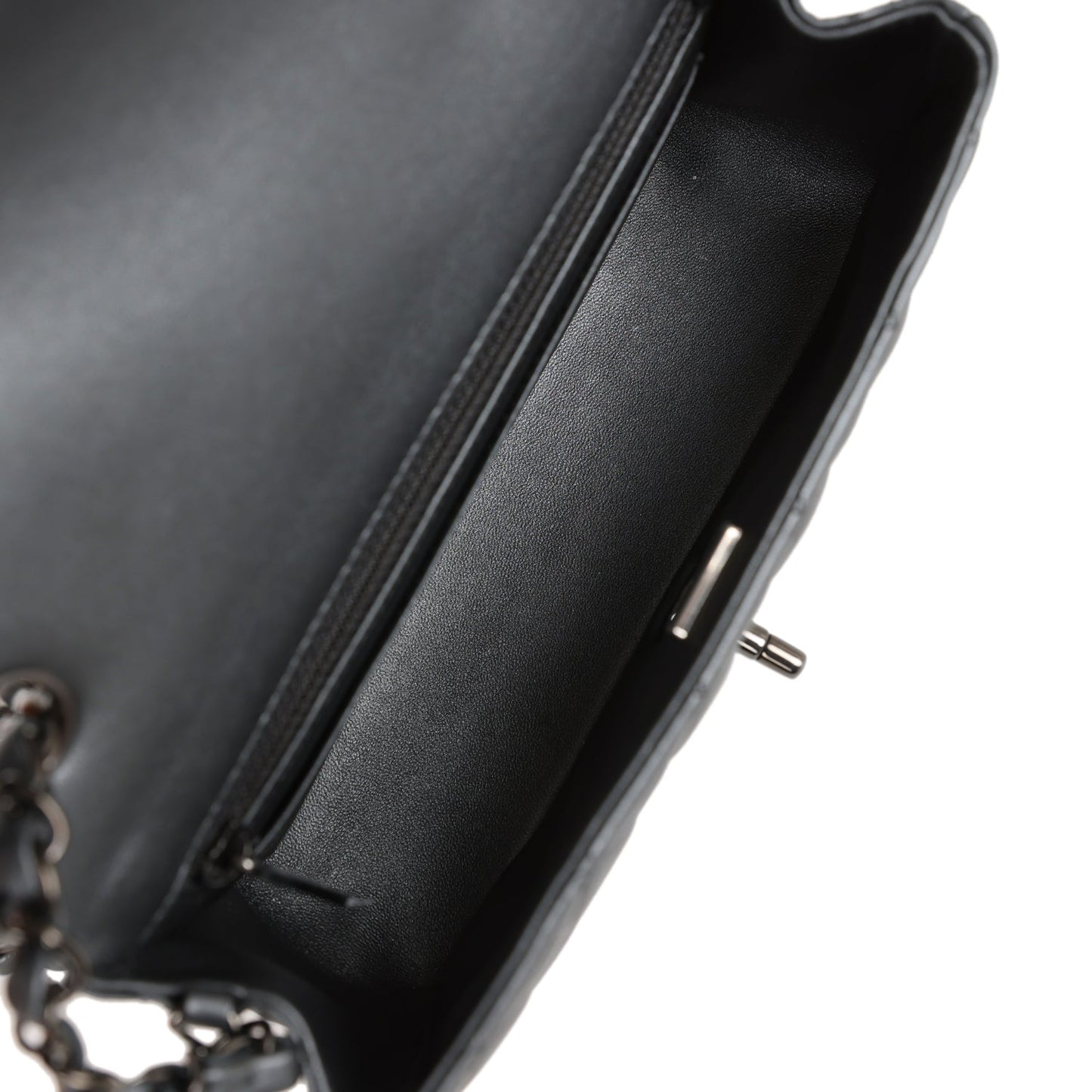 Chanel Mini Rectangular Flap So Black Iridescent Lambskin Black Hardware