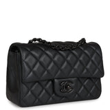 Chanel Mini Rectangular Flap So Black Iridescent Lambskin Black Hardware