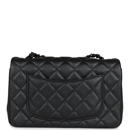 Chanel Mini Rectangular Flap So Black Iridescent Lambskin Black Hardware