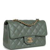 Chanel Mini Rectangular Flap Bag Olive Green Caviar Antique Gold Hardware