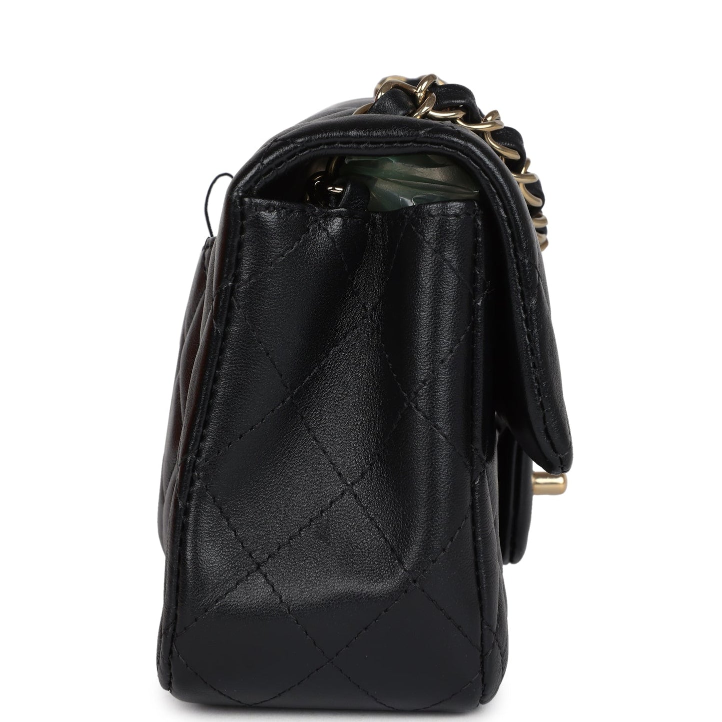 Pre-owned Chanel Mini Rectangular Flap Bag Black Lambskin Gold Hardware