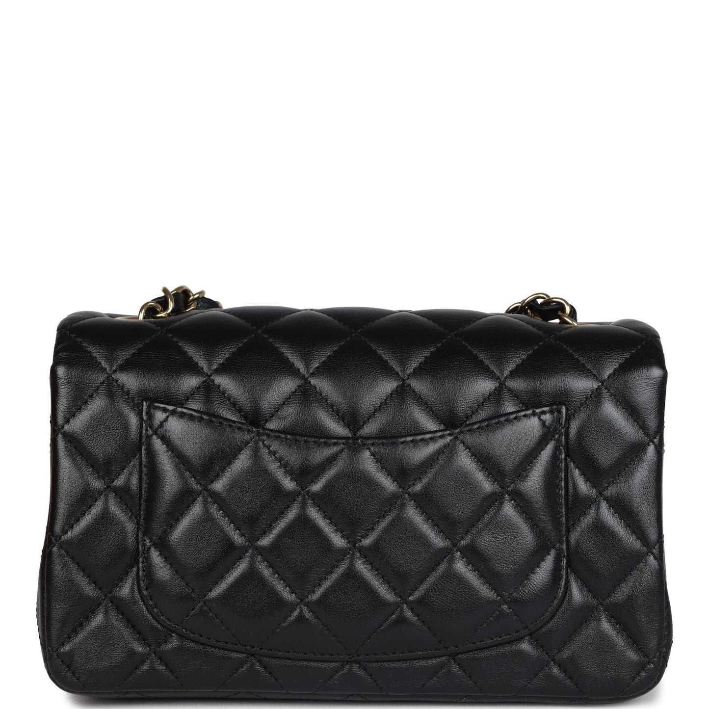 Pre-owned Chanel Mini Rectangular Flap Bag Black Lambskin Gold Hardware