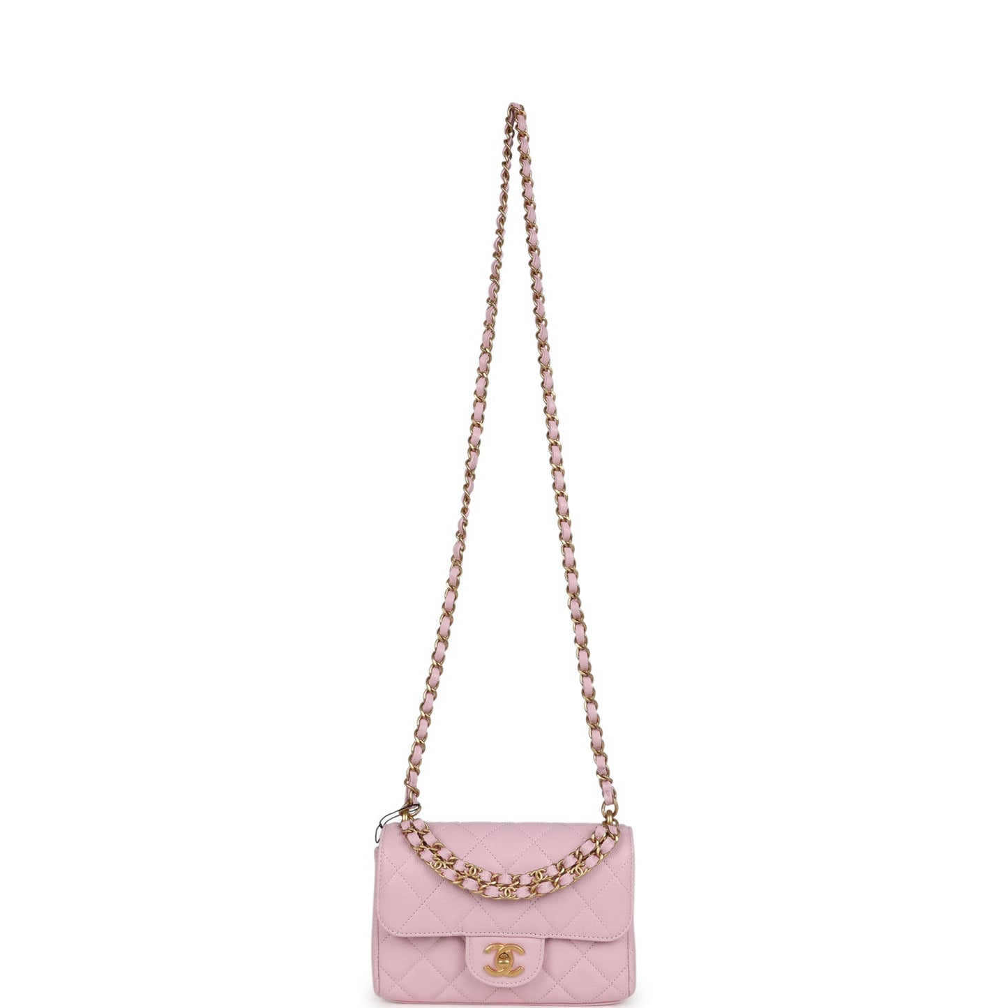 Chanel Mini Flap Bag Light Pink Caviar Brushed Gold Hardware