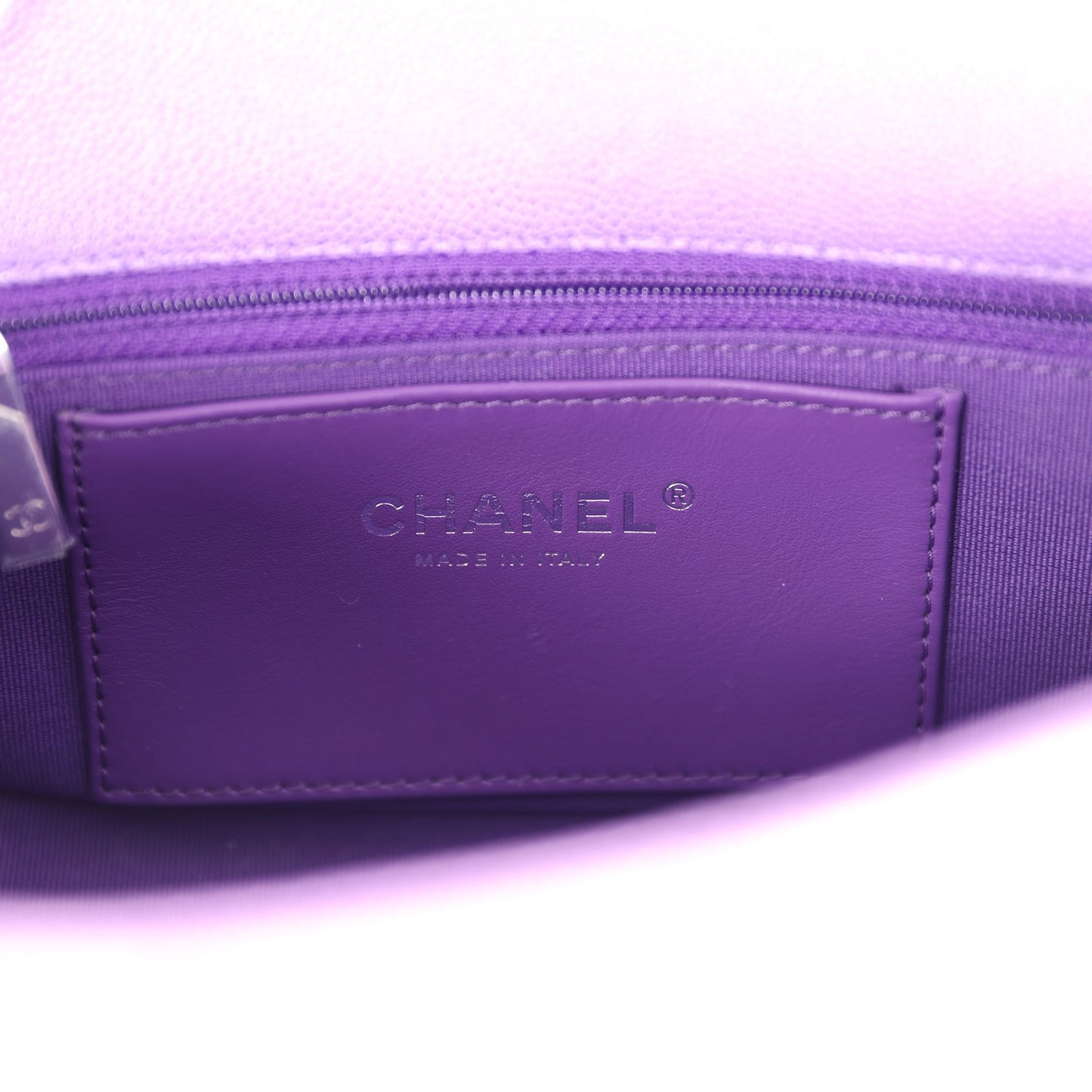 Chanel Mini Rectangular Flap Bag Ombre Purple Caviar Lacquered Metal Hardware