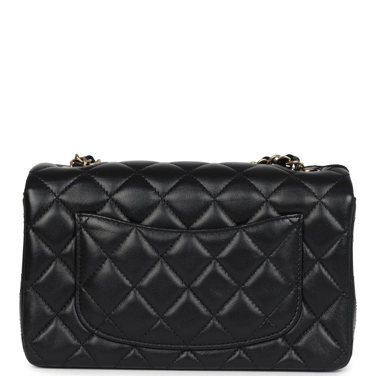 Chanel Mini Classic Rectangular Flap Bag Black Lambskin Light Gold Hardware