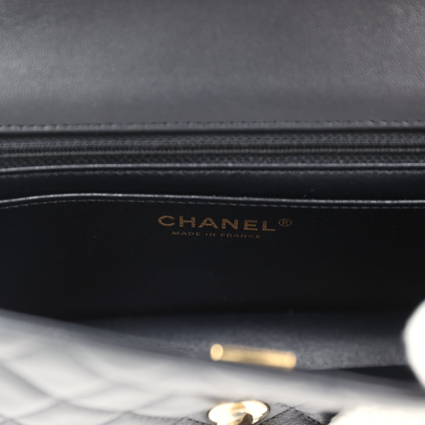 Chanel Mini Classic Rectangular Flap Bag Black Lambskin Light Gold Hardware