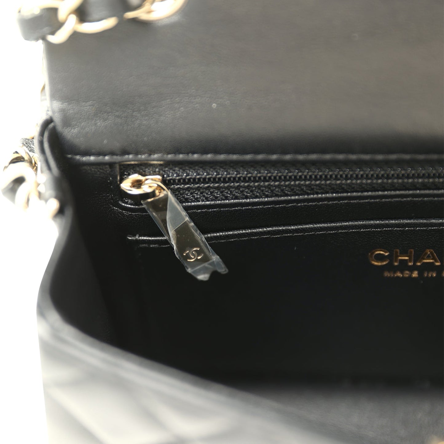 Chanel Mini Classic Rectangular Flap Bag Black Lambskin Light Gold Hardware