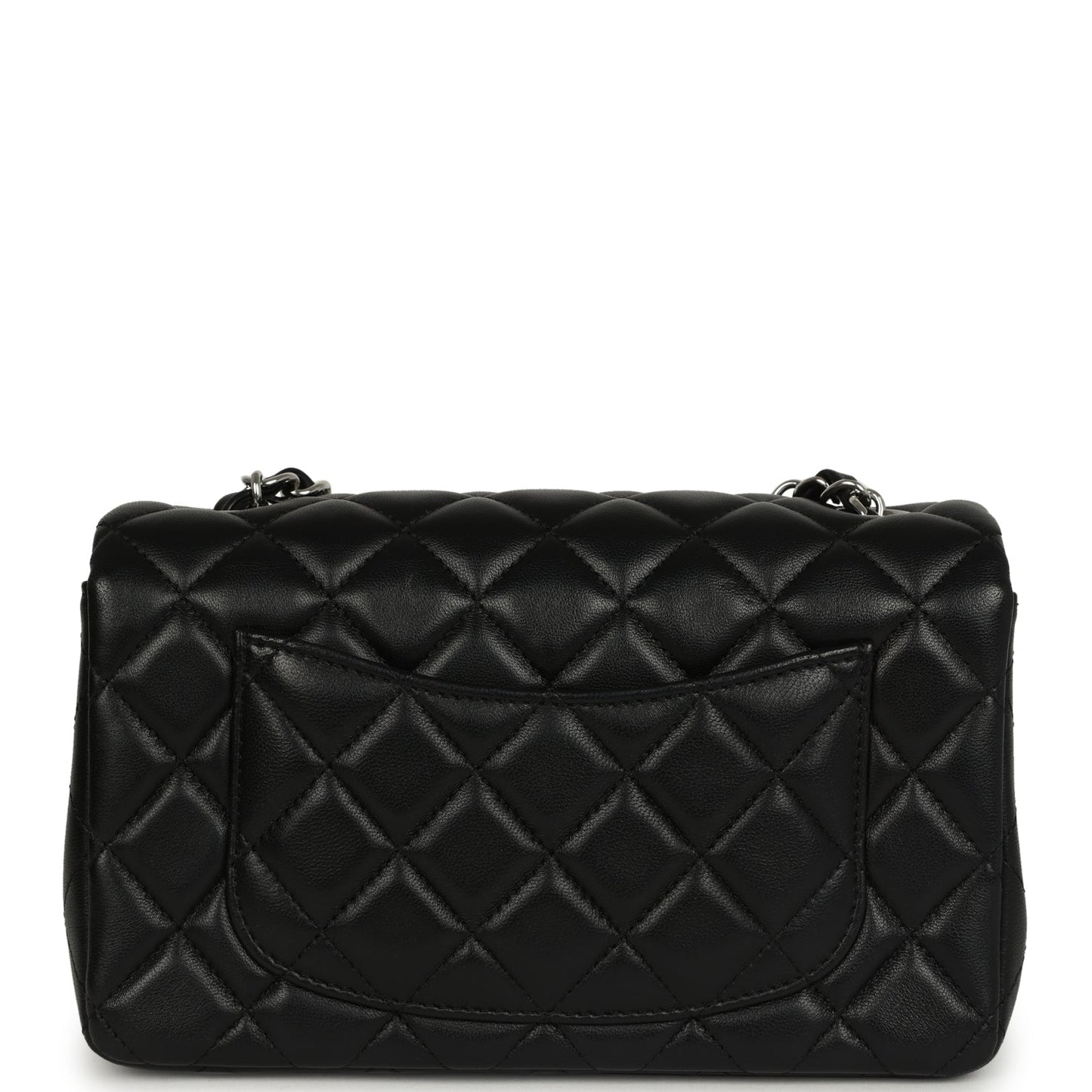Pre-owned Chanel Mini Classic Rectangular Flap Bag Black Lambskin Silver Hardware