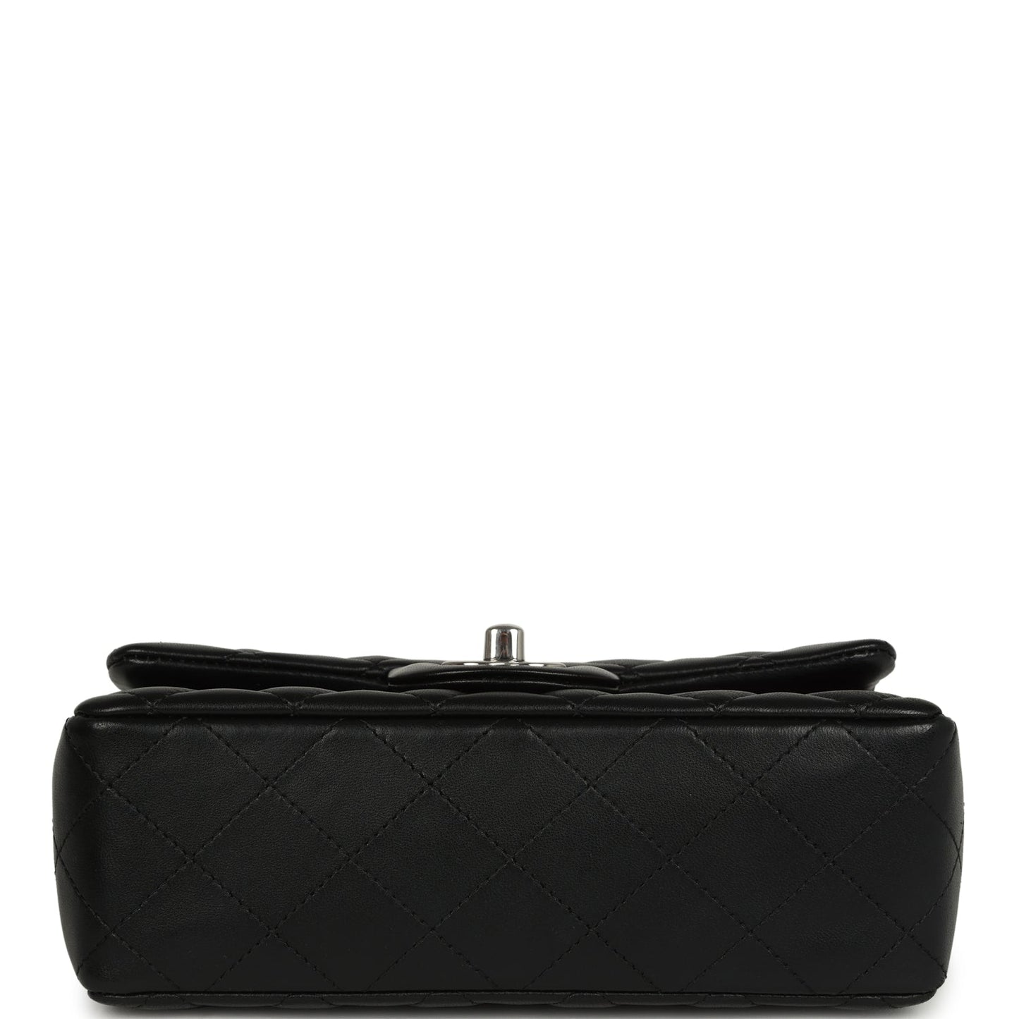 Pre-owned Chanel Mini Classic Rectangular Flap Bag Black Lambskin Silver Hardware