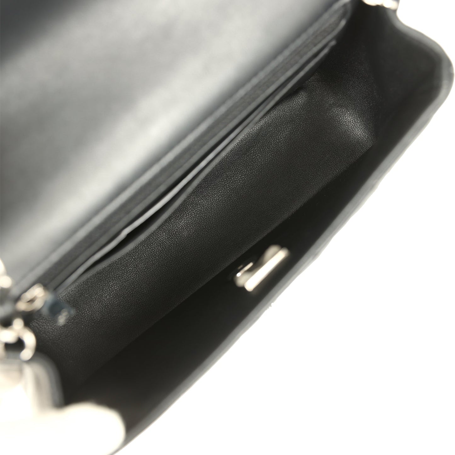 Pre-owned Chanel Mini Classic Rectangular Flap Bag Black Lambskin Silver Hardware