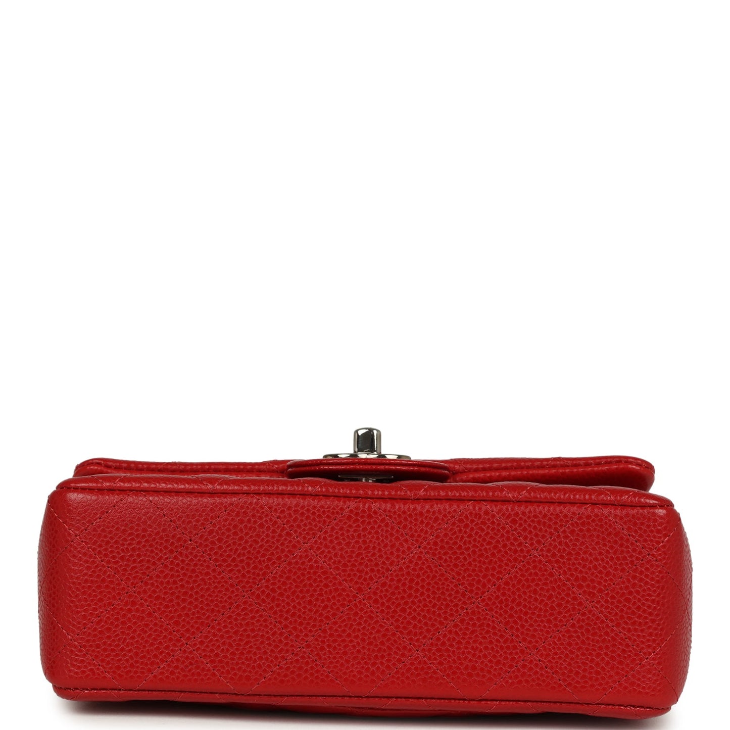 Chanel Mini Rectangular Flap Red Caviar Silver Hardware