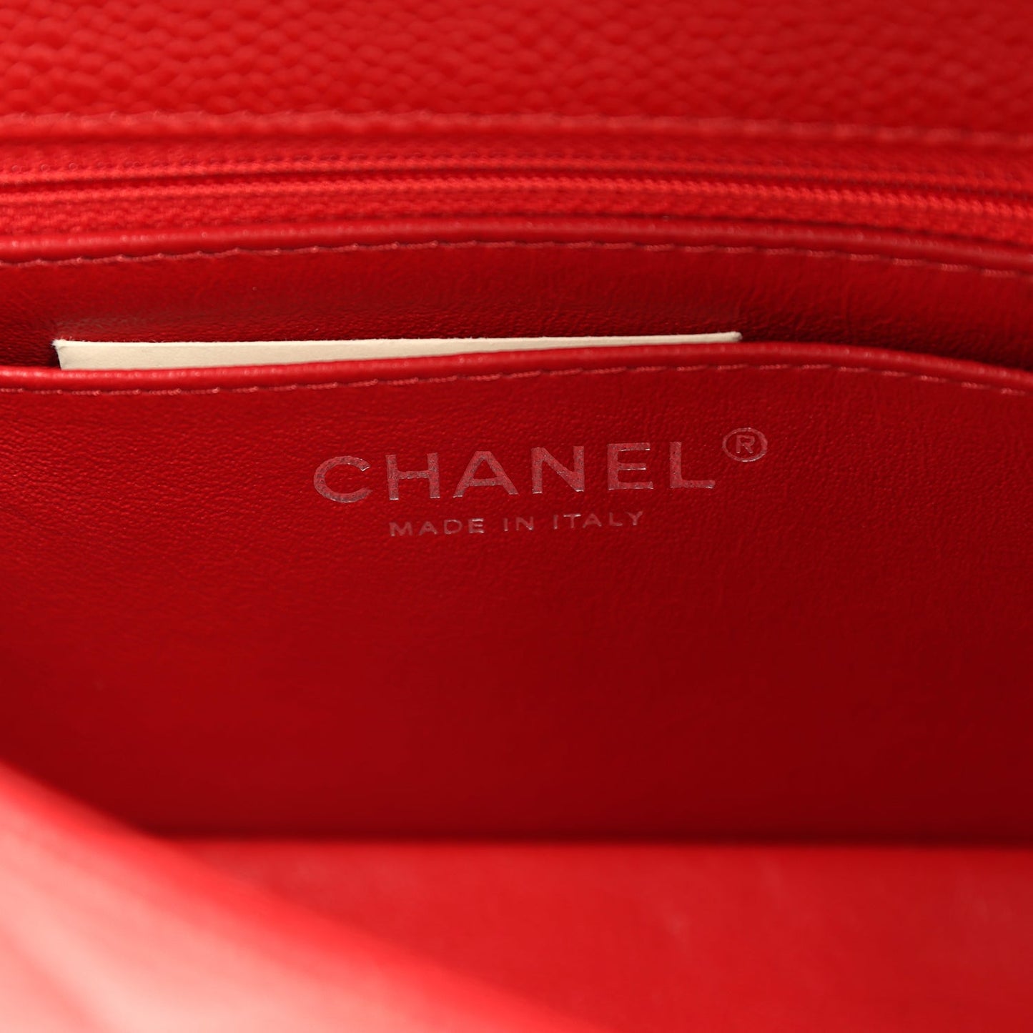Chanel Mini Rectangular Flap Red Caviar Silver Hardware