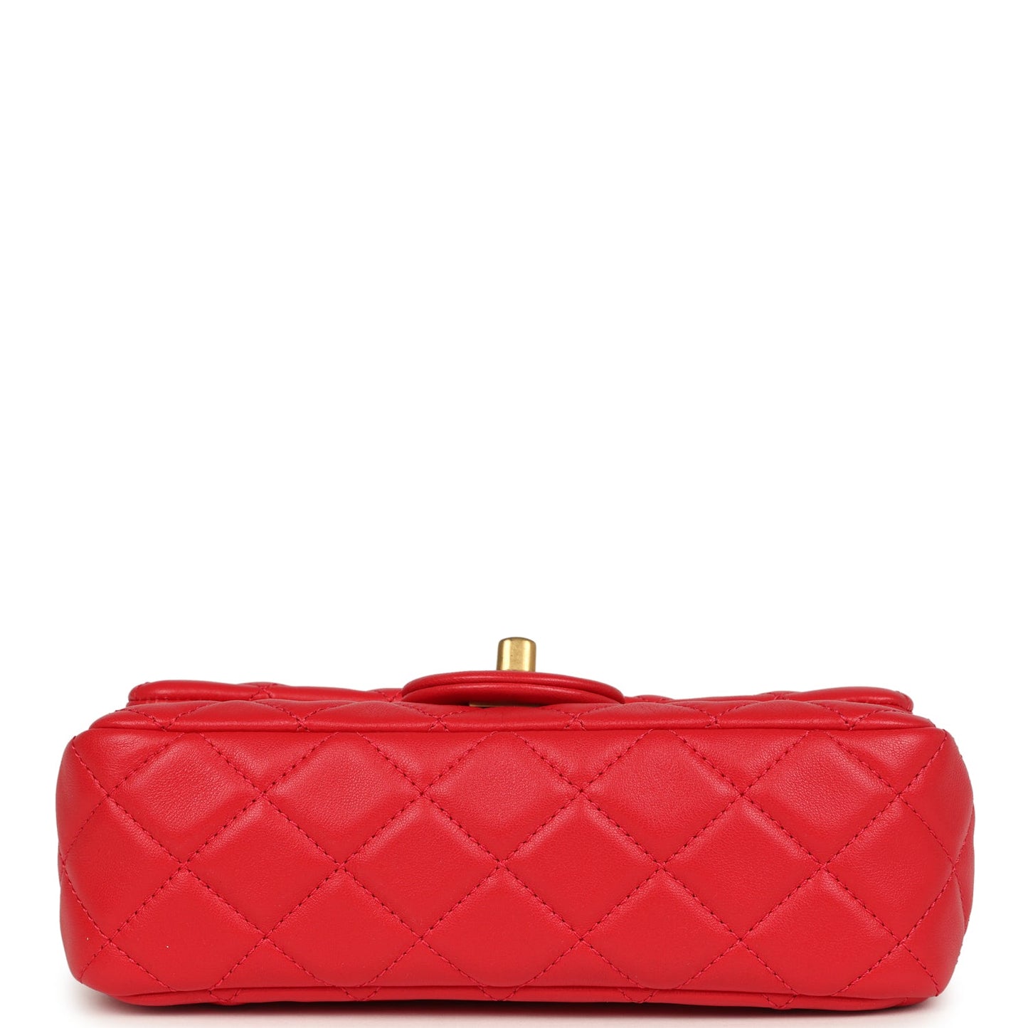 Chanel Mini Pearl Crush Rectangular Flap Bag Red Lambskin Brushed Gold Hardware