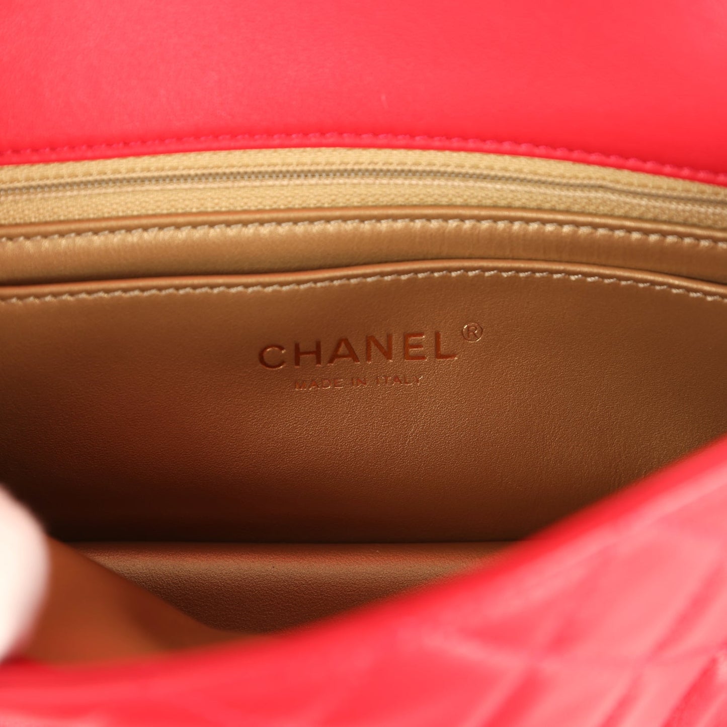 Chanel Mini Pearl Crush Rectangular Flap Bag Red Lambskin Brushed Gold Hardware