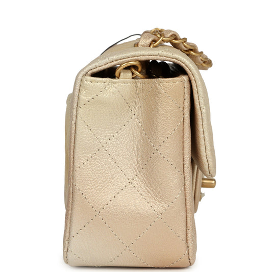 Chanel Mini Rectangular Flap Bag Gold Ombre Chevre Calfskin Antique Gold Hardware