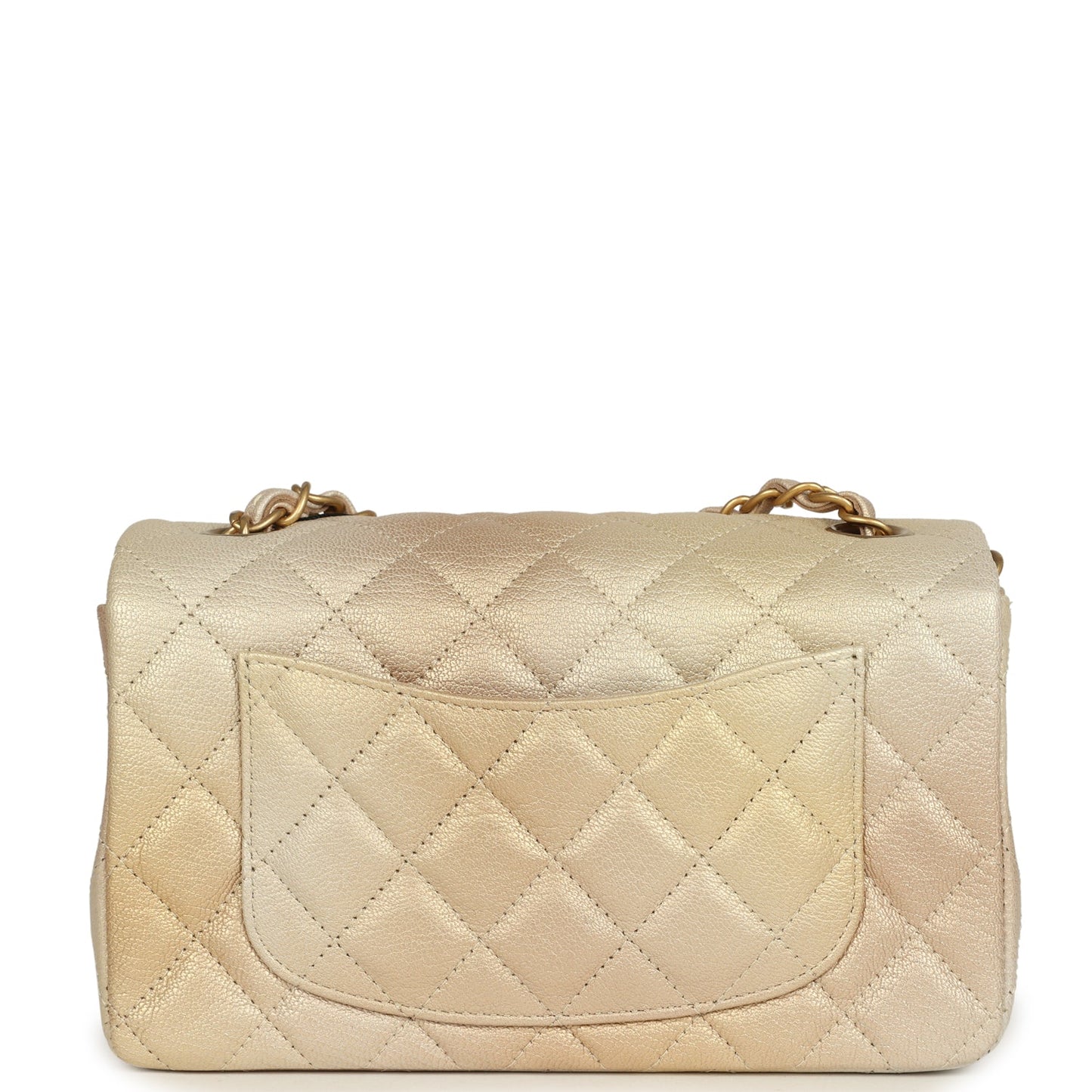 Chanel Mini Rectangular Flap Bag Gold Ombre Chevre Calfskin Antique Gold Hardware