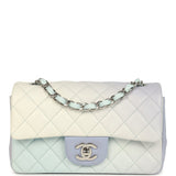Chanel Mini Classic Rectangular Flap Bag Ombre Purple Iridescent Lambskin Silver Hardware