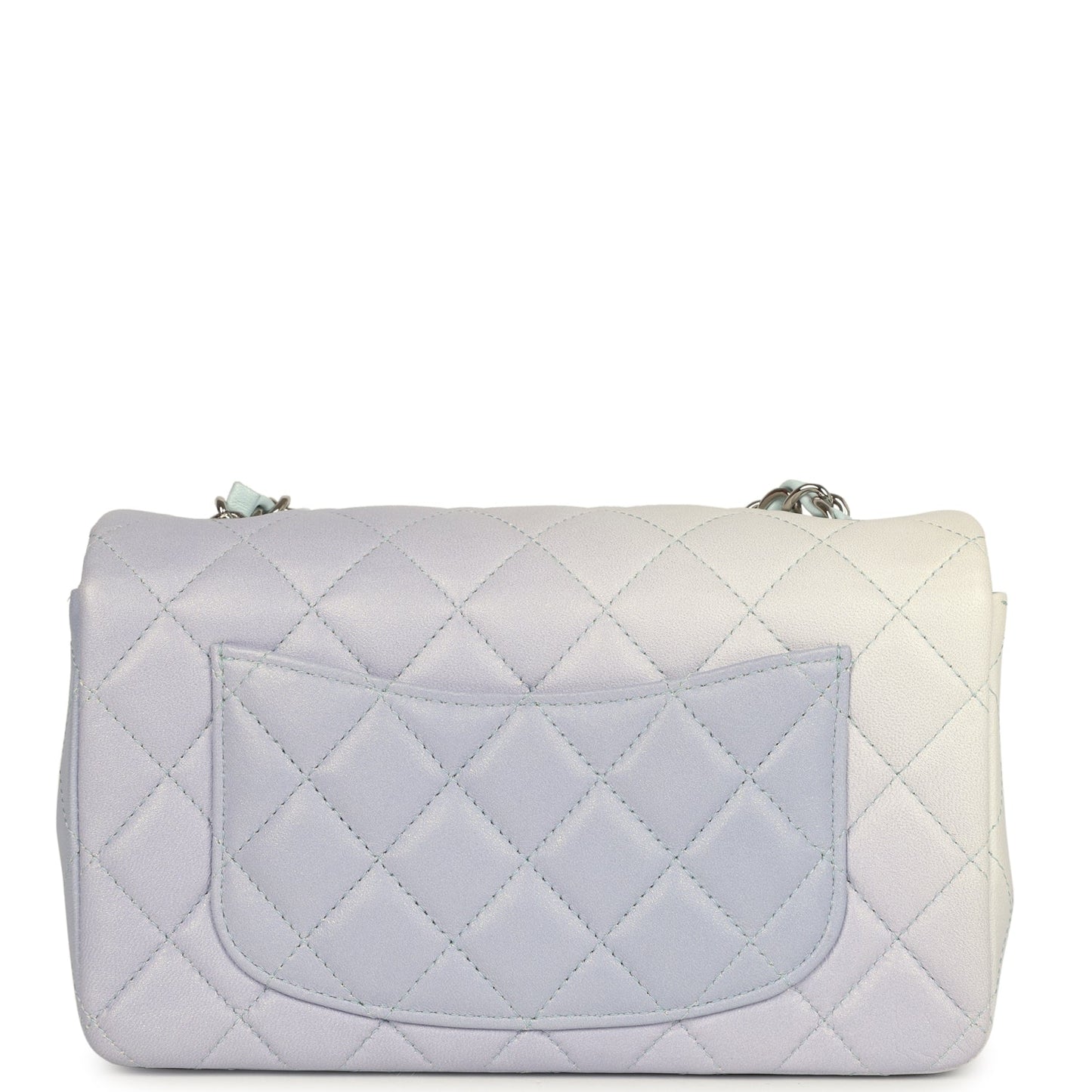 Chanel Mini Classic Rectangular Flap Bag Ombre Purple Iridescent Lambskin Silver Hardware