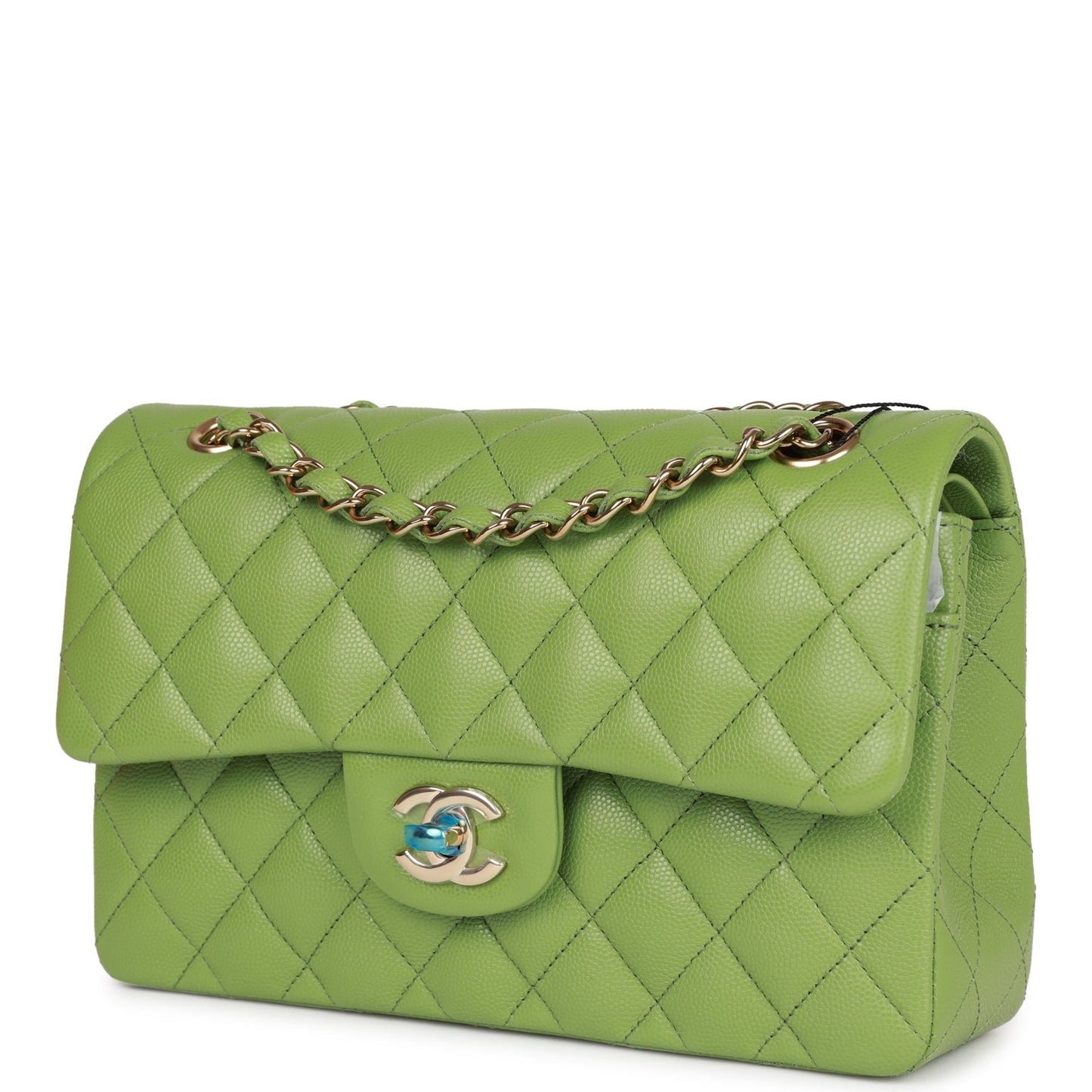 Chanel bag Small Classic Double Flap Green Caviar Light Gold Hardware