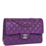 Chanel bag Small Classic Double Flap Purple Caviar Light Gold Hardware