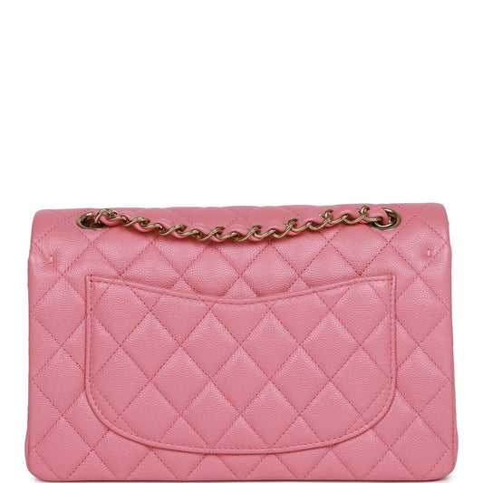 Chanel Small Classic Double Flap Dark Pink Caviar Light Gold Hardware