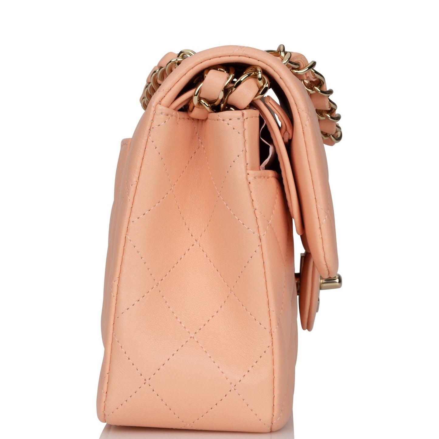 Chanel bag Small Classic Double Flap Peach Lambskin Light Gold Hardware