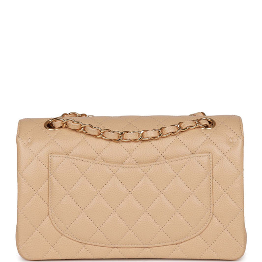 Chanel Small Classic Double Flap Bag Beige Caviar Gold Hardware