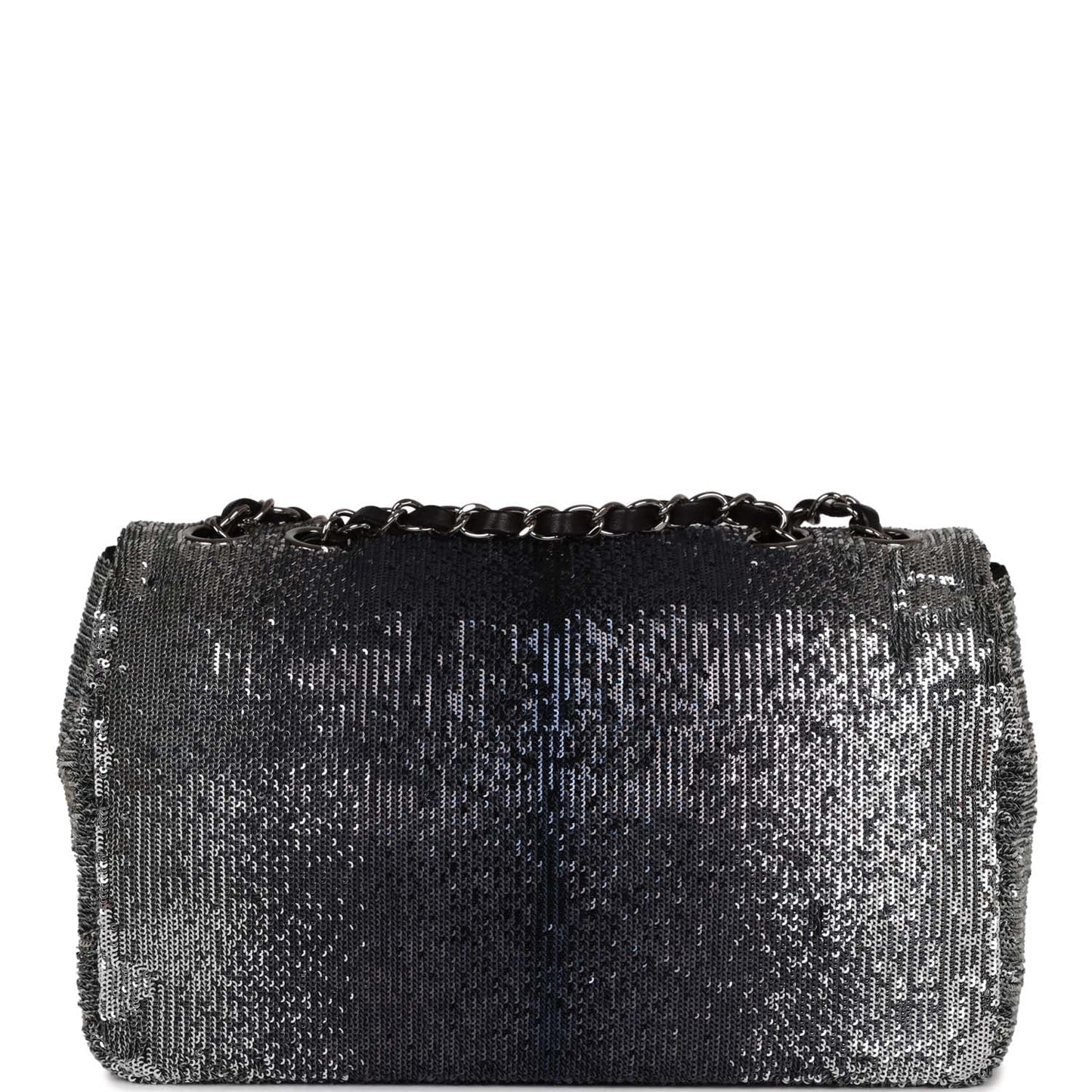 Chanel  bag Small Classic Flap Bag Black and Silver Sequins Silver Hardware