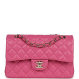 Pre-owned Chanel Small Classic Double Flap Dark Pink Caviar Light Gold Hardware