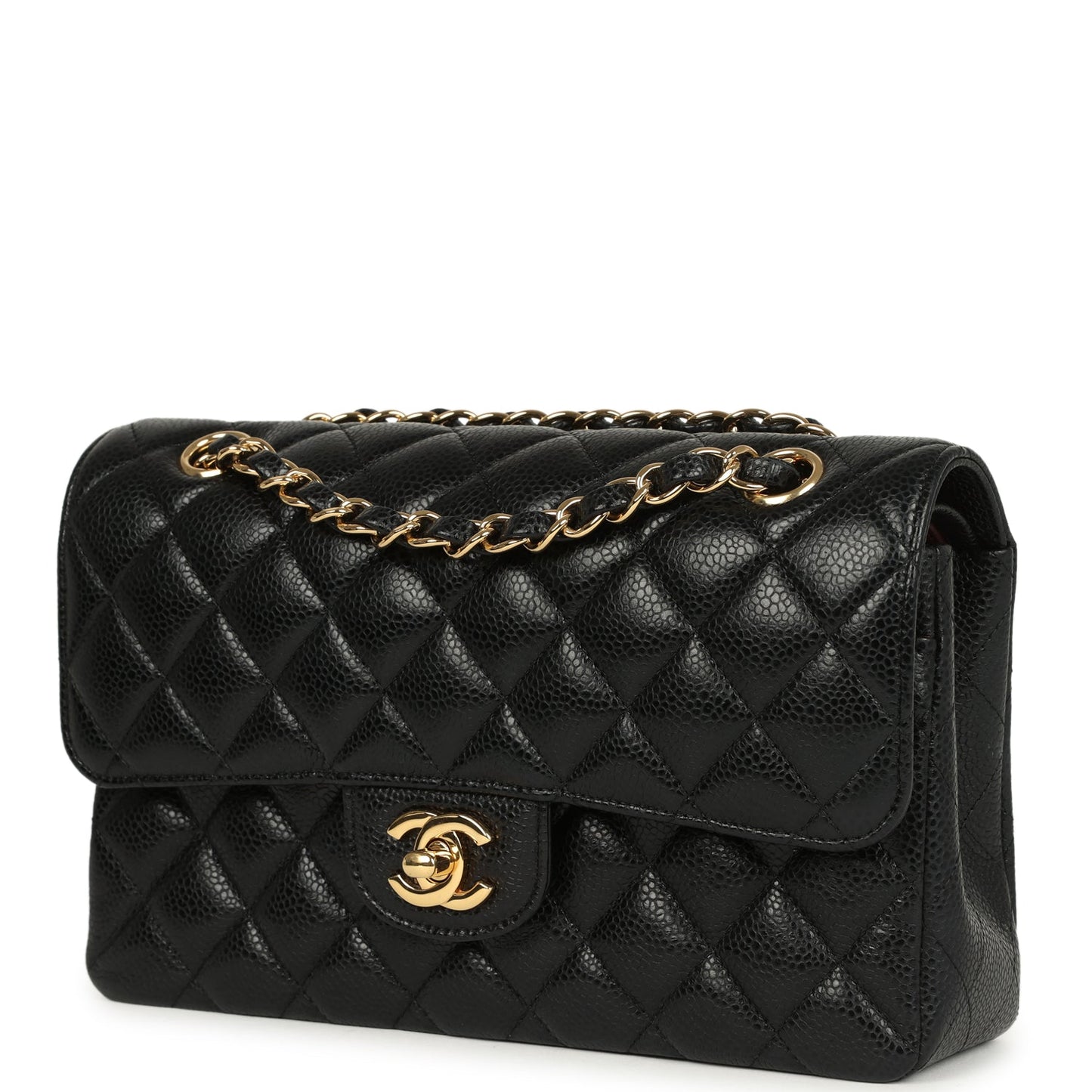 Pre-owned Chanel Small Classic Double Flap Bag Black Caviar Gold Hardware