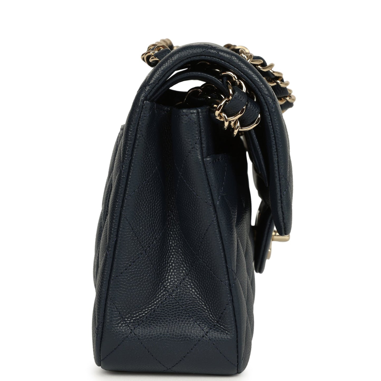 Chanel Small Classic Double Flap Bag Dark Blue Caviar Light Gold Hardware