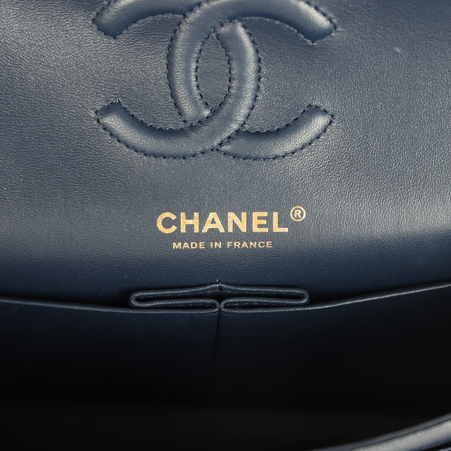 Chanel Small Classic Double Flap Bag Dark Blue Caviar Light Gold Hardware