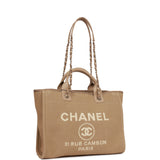 Chanel Small Deauville Shopping Bag Beige Boucle Light Gold Hardware