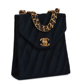 Chanel Mini Flap Bag Dark Blue Satin Gold Hardware